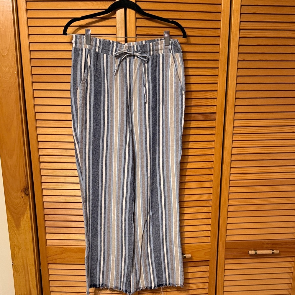 Striped Women's Beach  Pants in Blue and Tan